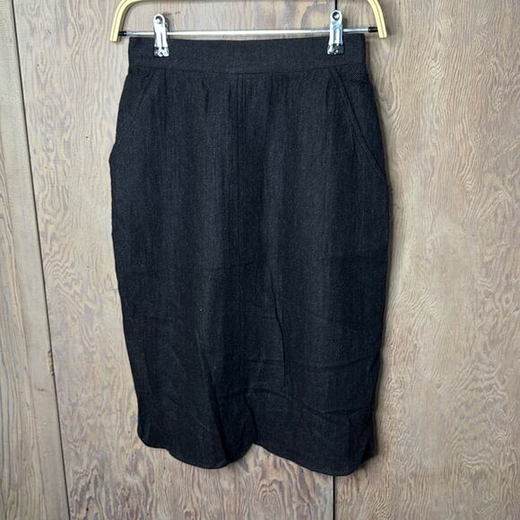 Vintage NWT Umberto Ginocchietti Women's Charcoal Midi Skirt - Picture 1 of 7